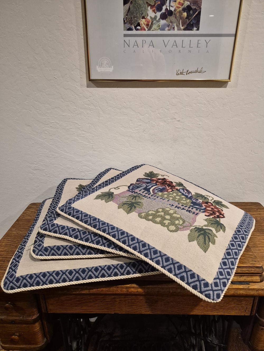 Set of Four Vintage Tapestry Cushing Chair Pads